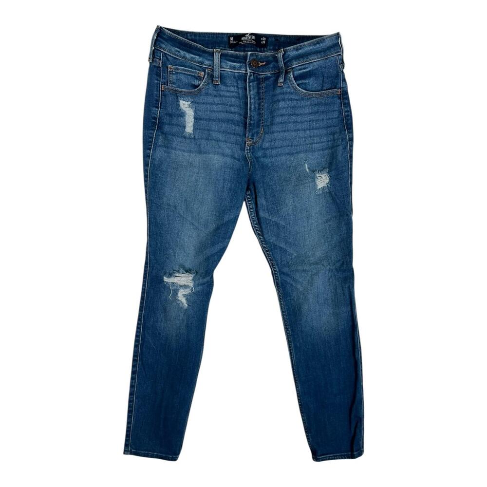 Hollister High-Rise Super Skinny Jeans Juniors 9S W29 L26 Blue Distressed Denim